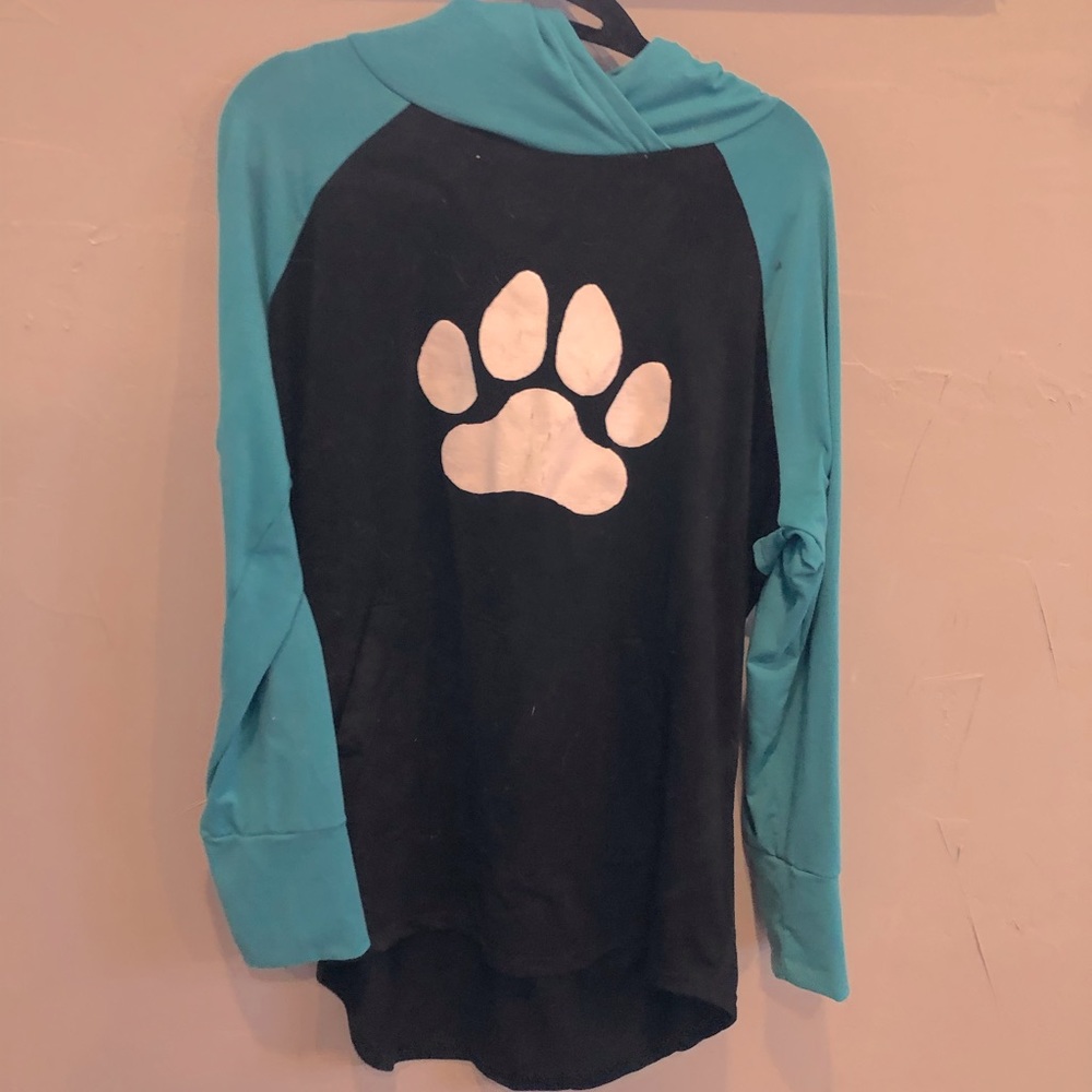 Dog print hooded sweater